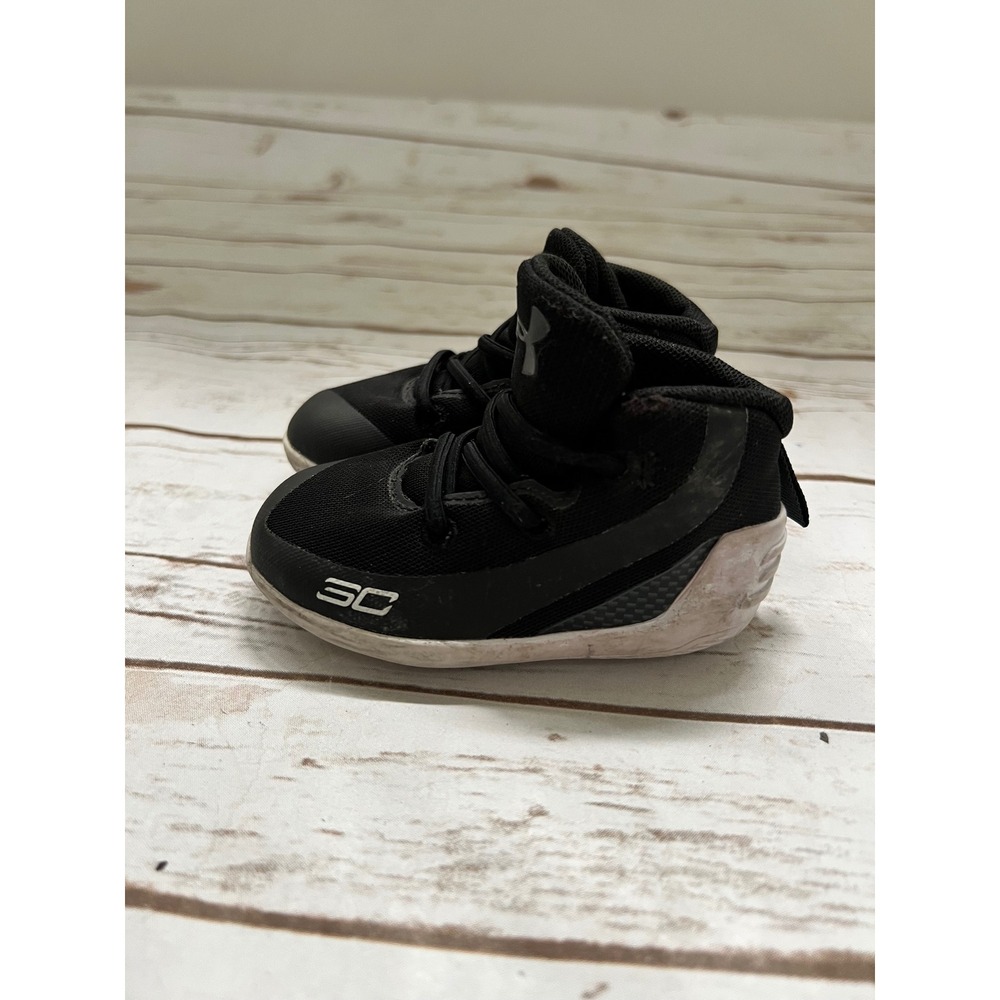 Under Armour Curry Basketball Shoes Black White Toddler Size 3